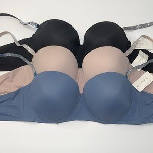 Bundle 3 Pieces Push Up Light Padded Multiway T Shirt 3 Hooks Shine Straps Bra.
